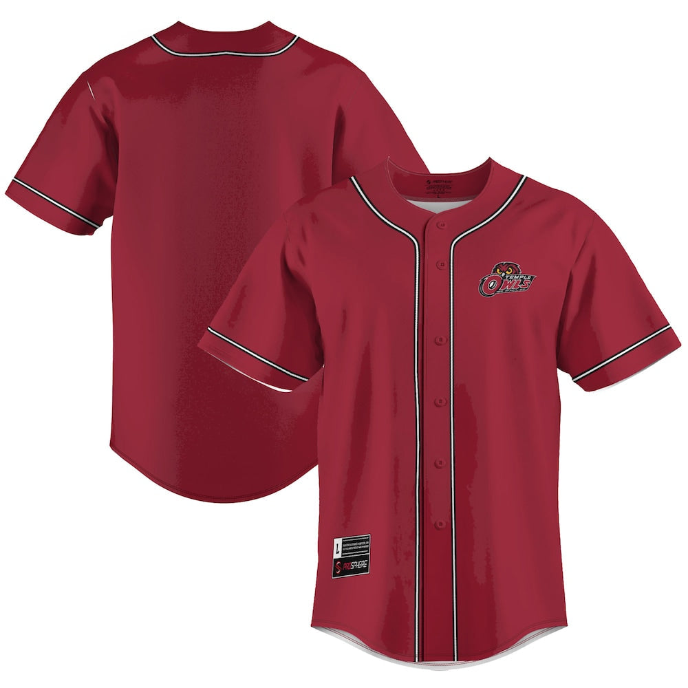 Gameday Greats Red Temple Owls Lightweight Baseball Jersey - retro stitched baseball jersey for Gameday Greats fans