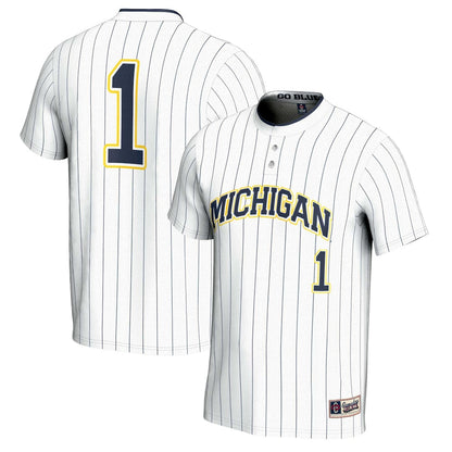 Gameday Greats 1 White Michigan Wolverines Lightweight Softball Jersey - retro stitched jersey jersey for Gameday Greats fans