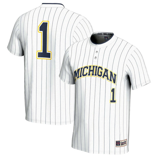 Gameday Greats 1 White Michigan Wolverines Lightweight Softball Jersey - retro stitched jersey jersey for Gameday Greats fans