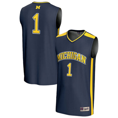 Gameday Greats 1 Navy Michigan Wolverines Lightweight Collegiate Basketball Fashion Jersey - retro stitched basketball jersey for Gameday Greats fans