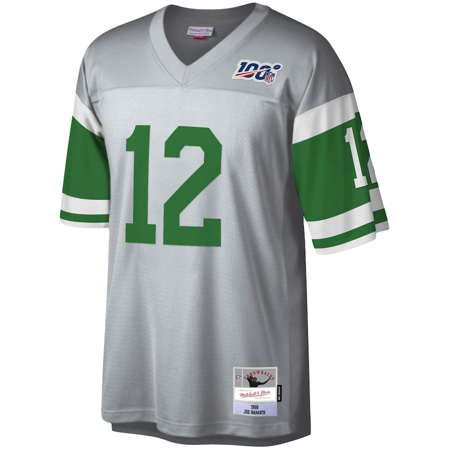 New York Jets Joe Namath Platinum 100 Legacy NFL jersey front view