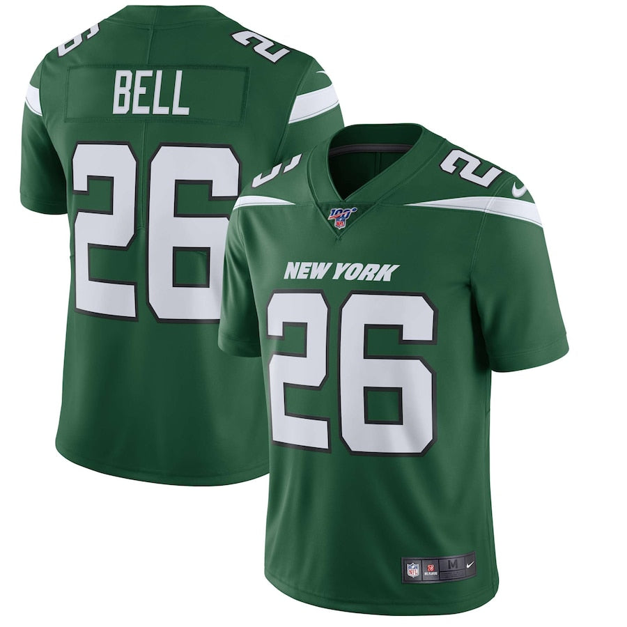 New York Jets Leveon Bell 100 NFL jersey front view