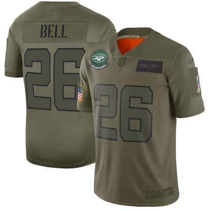New York Jets Leveon Bell Salute To Service NFL jersey front view