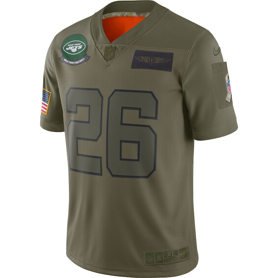 New York Jets Leveon Bell Salute To Service NFL jersey front view