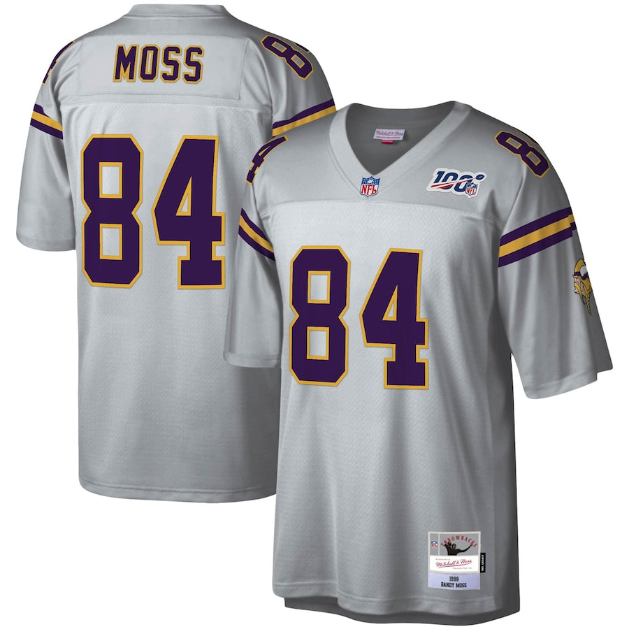 Minnesota Vikings Randy Moss Platinum 100 Legacy NFL jersey front view