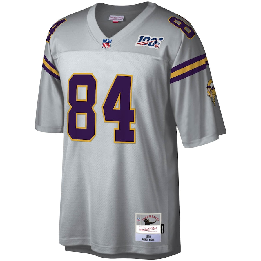 Minnesota Vikings Randy Moss Platinum 100 Legacy NFL jersey front view