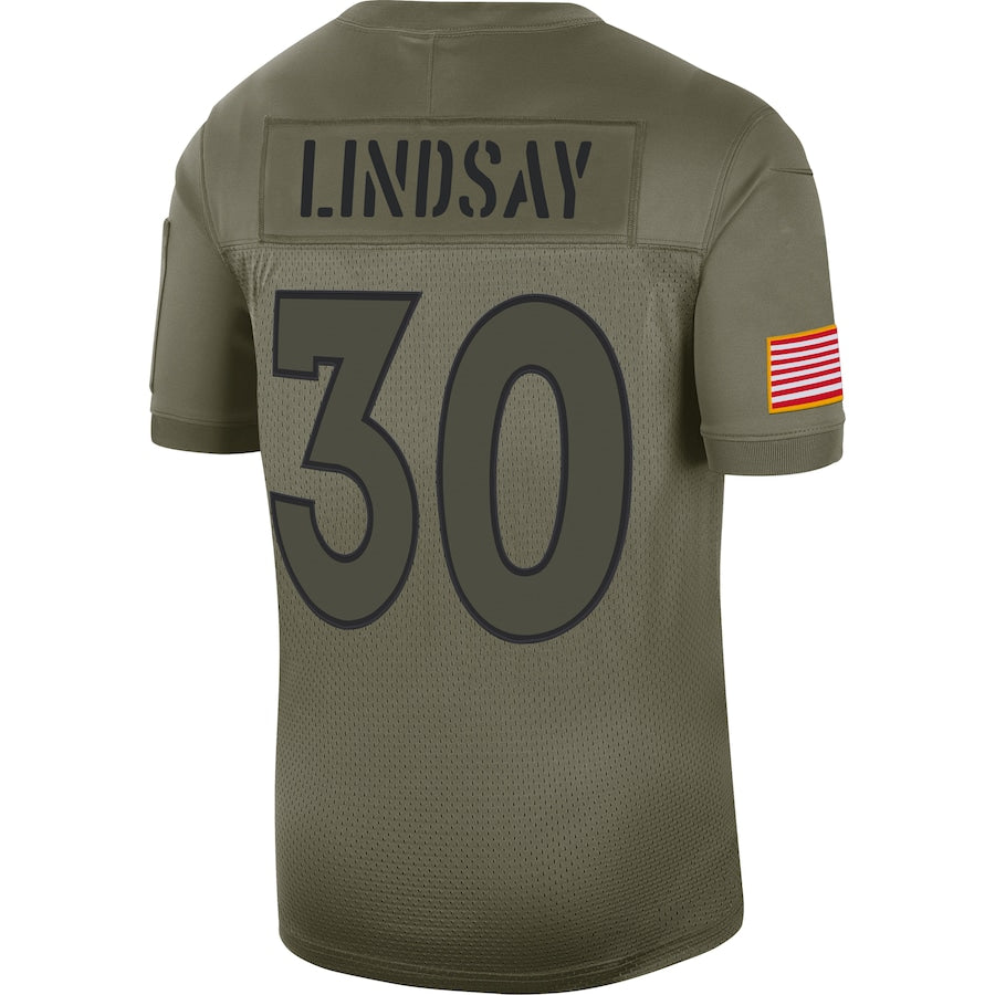 Denver Broncos Phillip Lindsay Salute To Service NFL jersey front view
