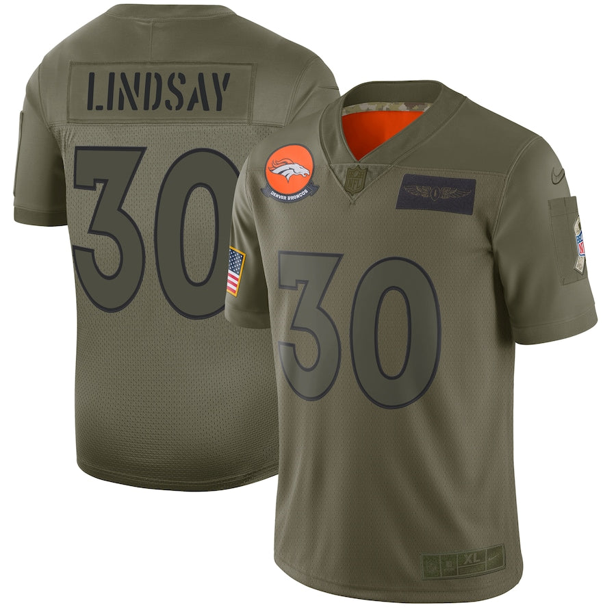Denver Broncos Phillip Lindsay Salute To Service NFL jersey front view