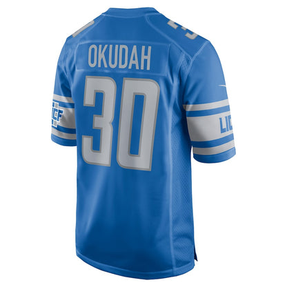 Detroit Lions Jeff Okudah Draft First Round NFL jersey front view