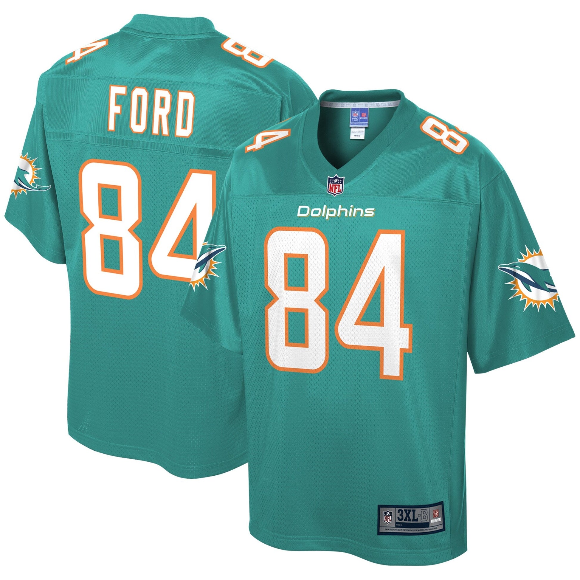 Miami Dolphins Isaiah Ford Big Tall NFL jersey front view