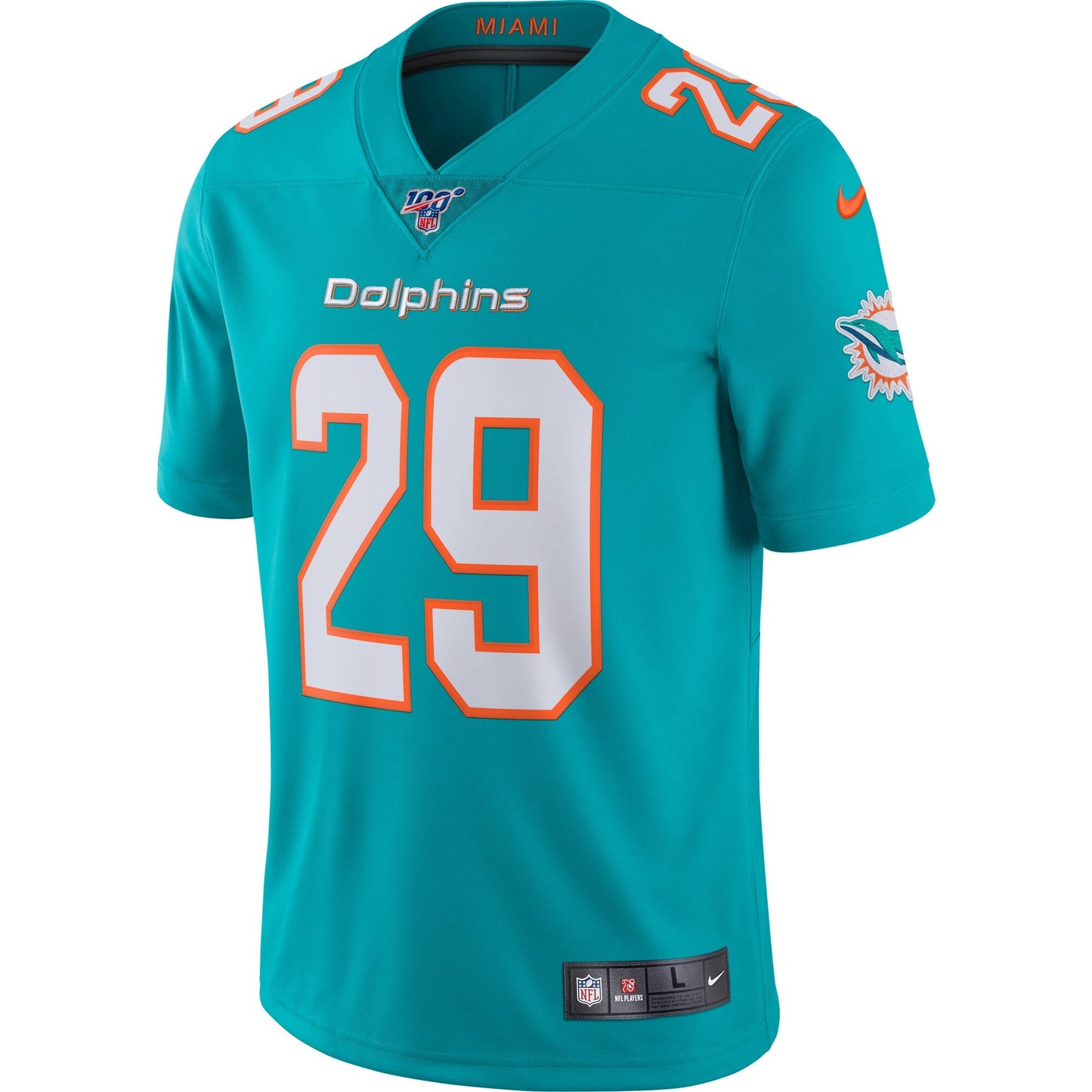Miami Dolphins Minkah Fitzpatrick 100 NFL jersey front view