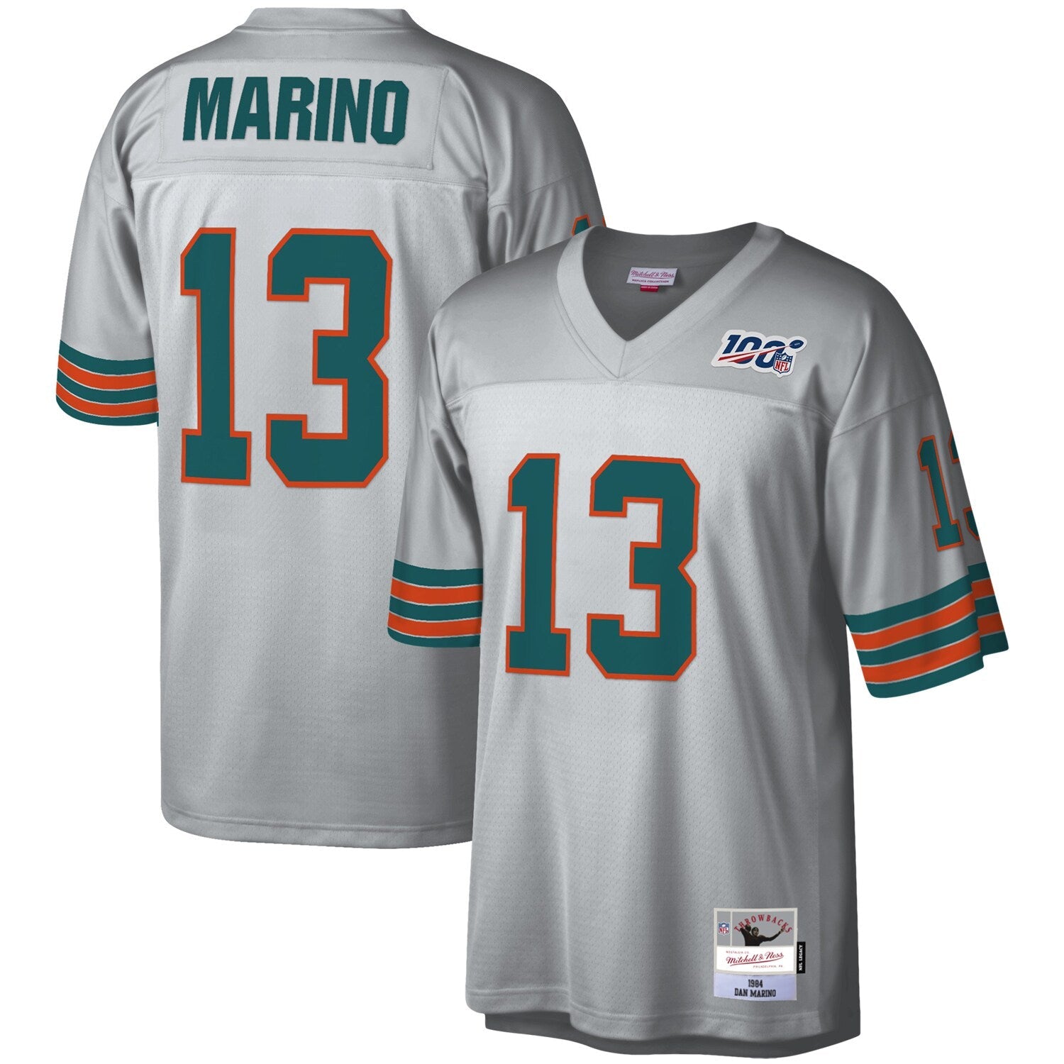 Miami Dolphins Dan Marino Platinum 100 Legacy NFL jersey front view
