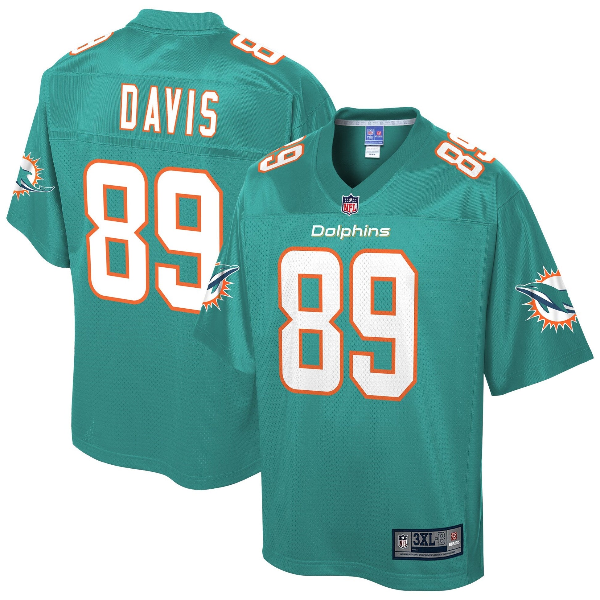 Miami Dolphins Trevor Davis Big Tall NFL jersey front view
