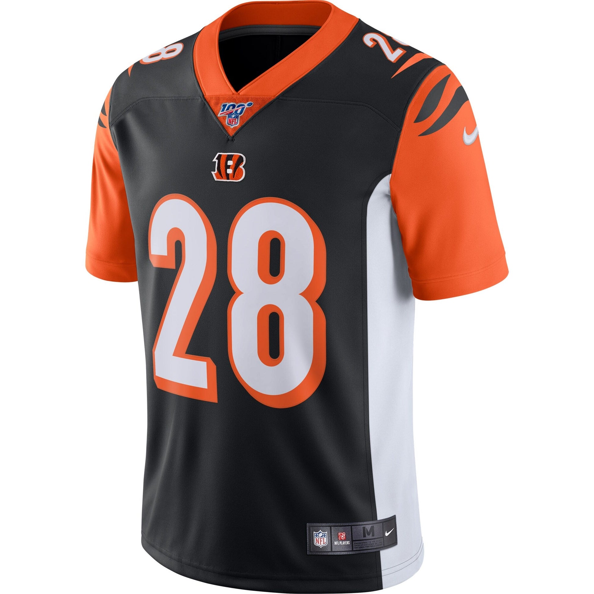 Cincinnati Bengals Joe Mixon 100 NFL jersey front view