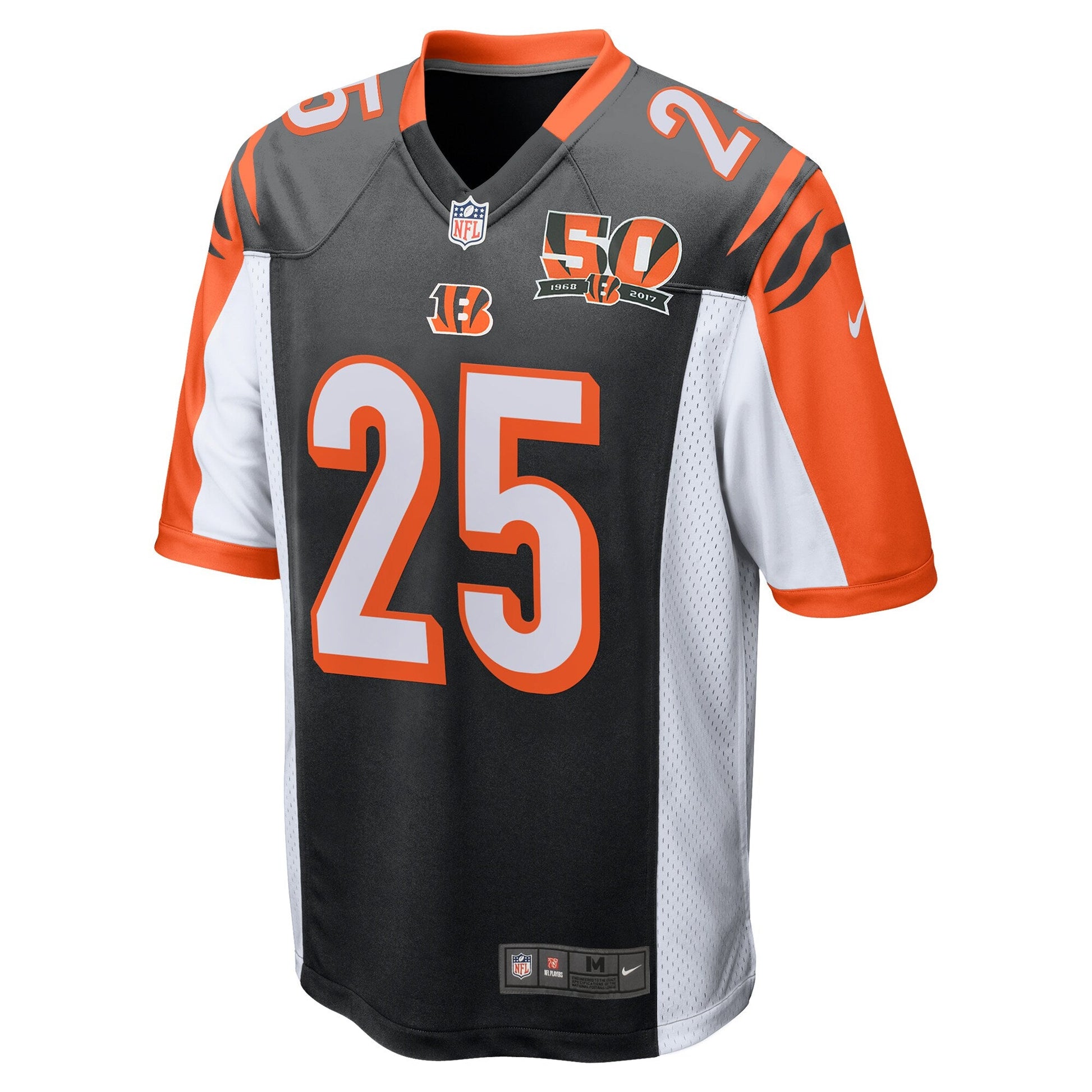 Cincinnati Bengals Giovani Bernard 50th Anniversary Patch NFL jersey front view