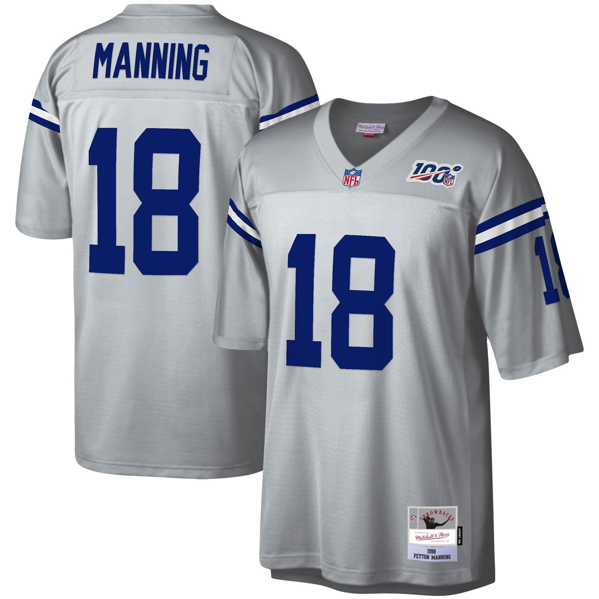 Indianapolis Colts Peyton Manning Platinum 100 Legacy NFL jersey front view
