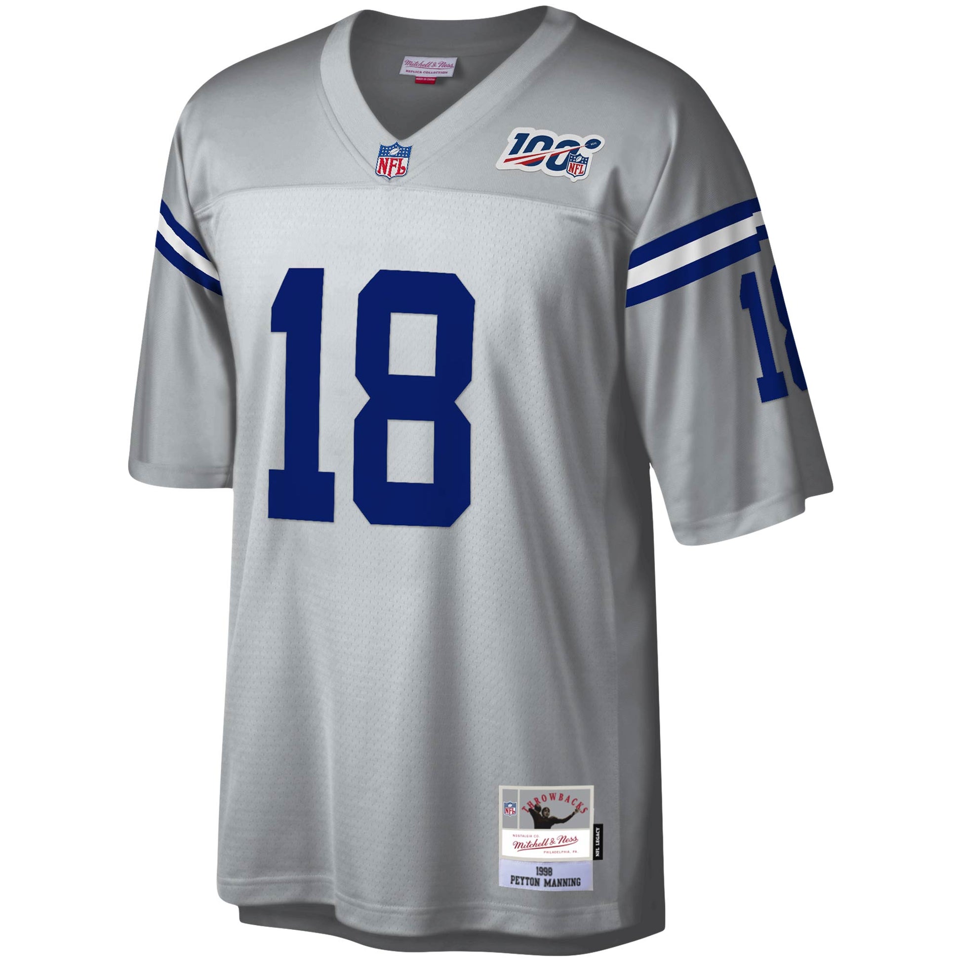 Indianapolis Colts Peyton Manning Platinum 100 Legacy NFL jersey front view