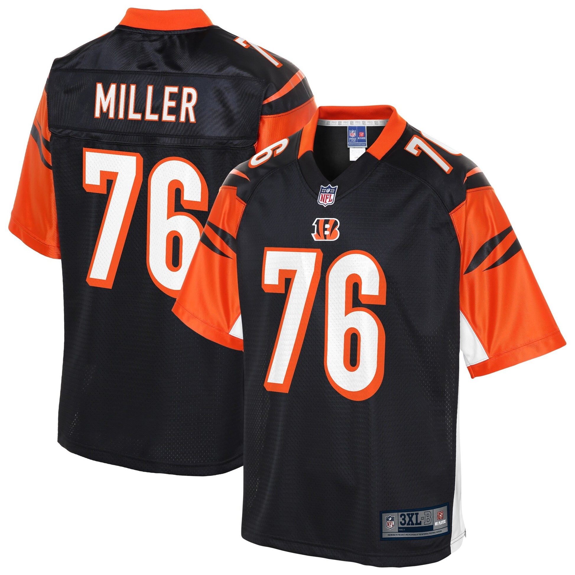 Cincinnati Bengals Wyatt Miller Big Tall NFL jersey front view