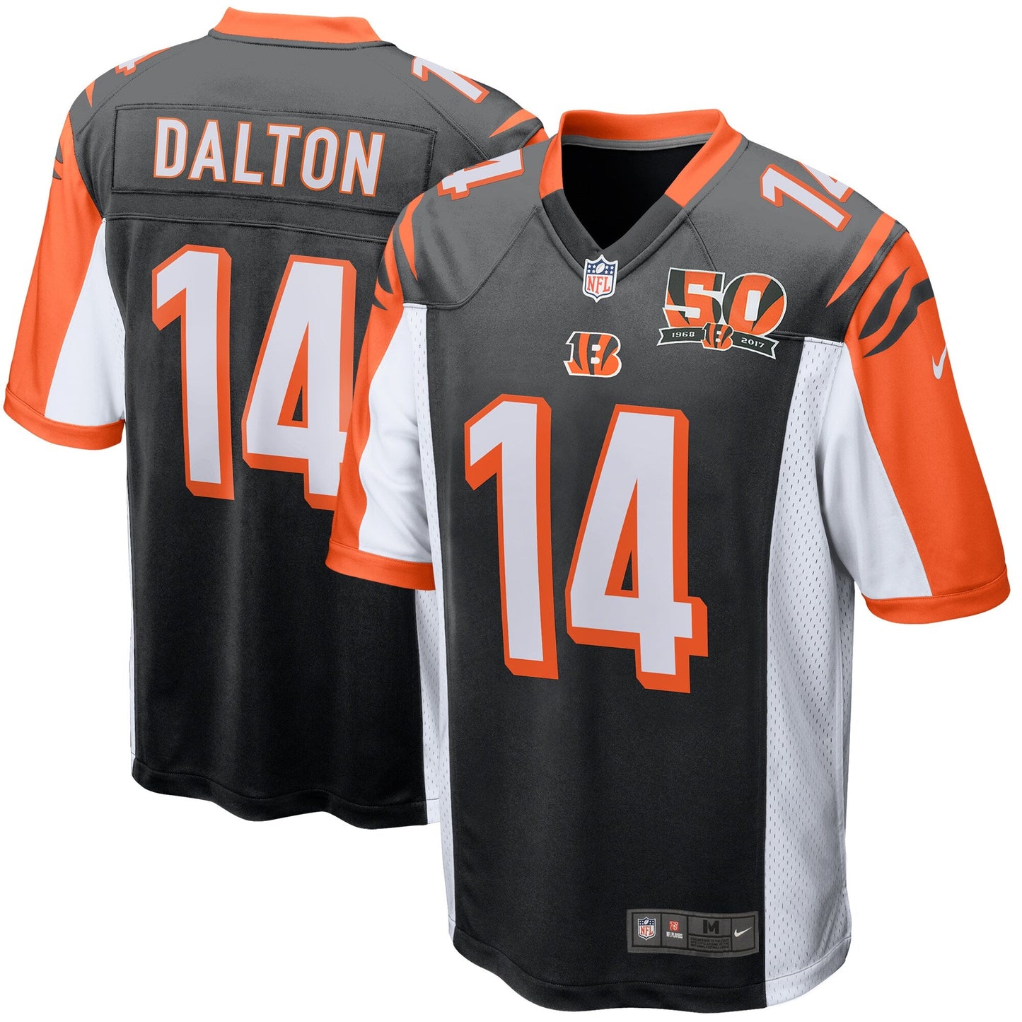 Cincinnati Bengals Andy Dalton 50th Anniversary Patch NFL jersey front view