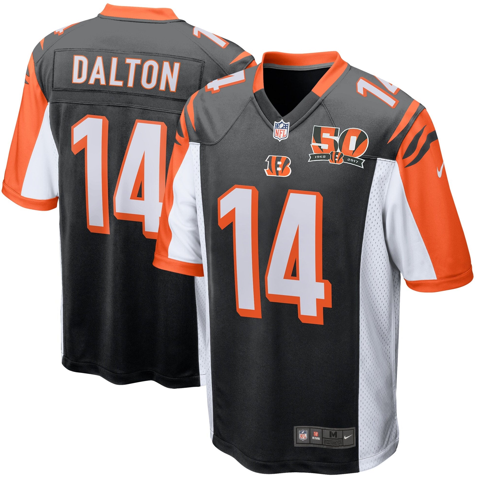Cincinnati Bengals Andy Dalton 50th Anniversary Patch NFL jersey front view