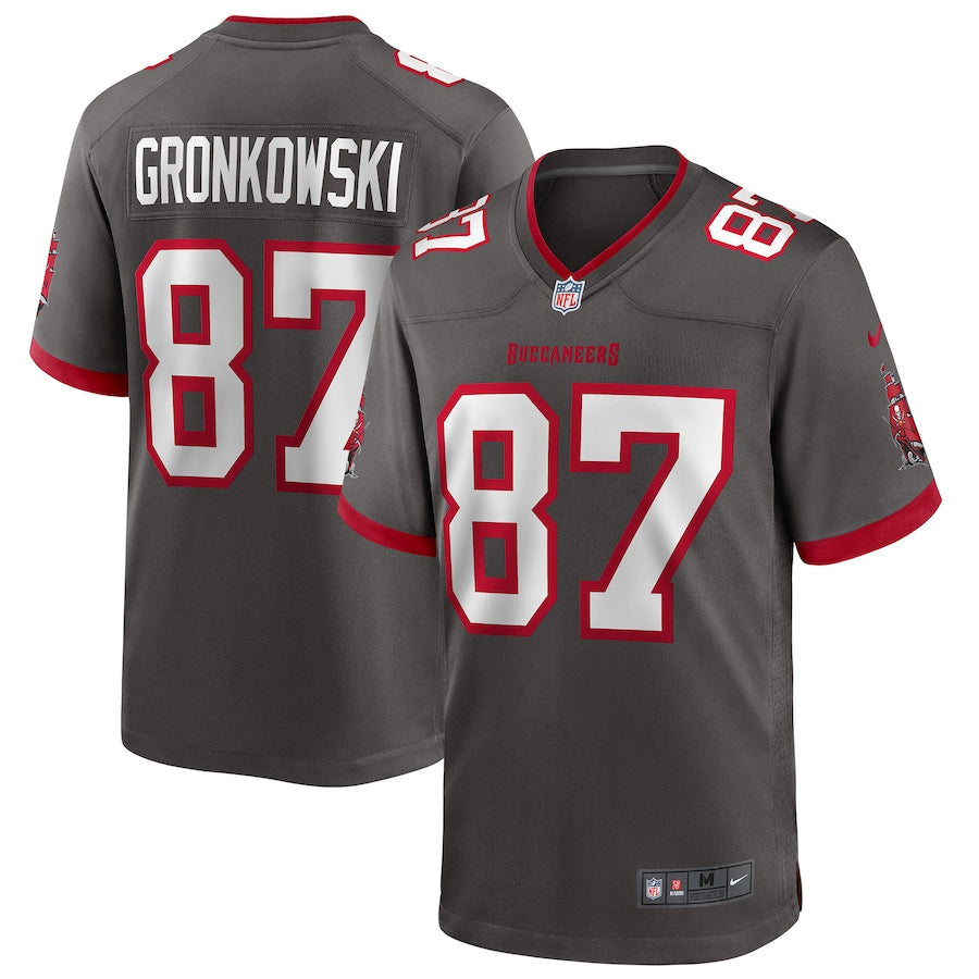 Tampa Bay Buccaneers Rob Gronkowski Pewter NFL jersey front view