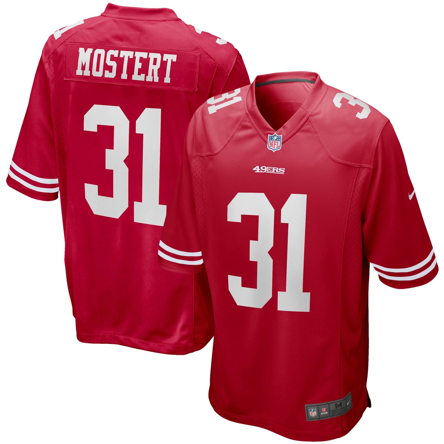 San Francisco 49ers Raheem Mostert Scarlet NFL jersey front view