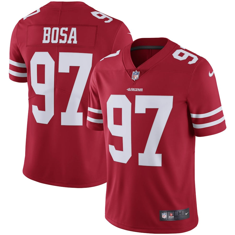 San Francisco 49ers Nick Bosa Scarlet NFL jersey front view