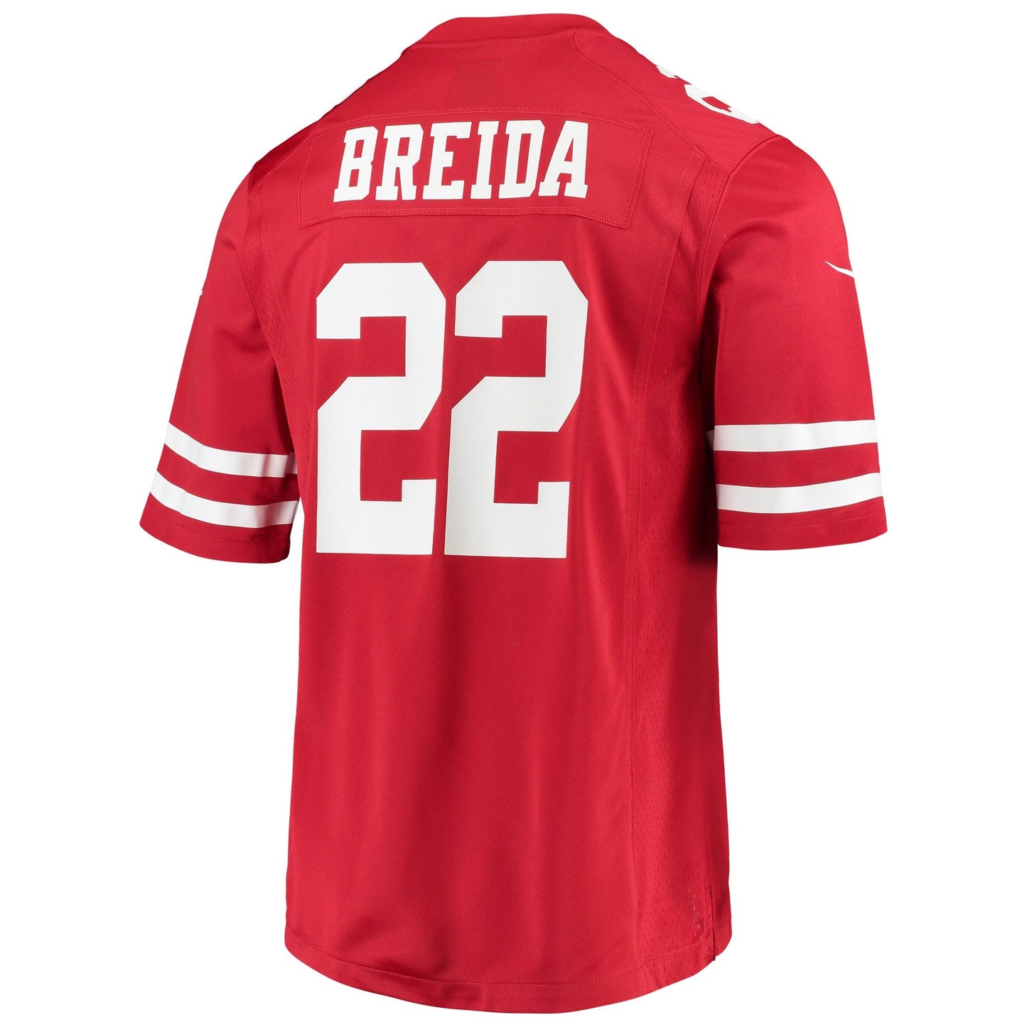 San Francisco 49ers Matt Breida Scarlet NFL jersey front view