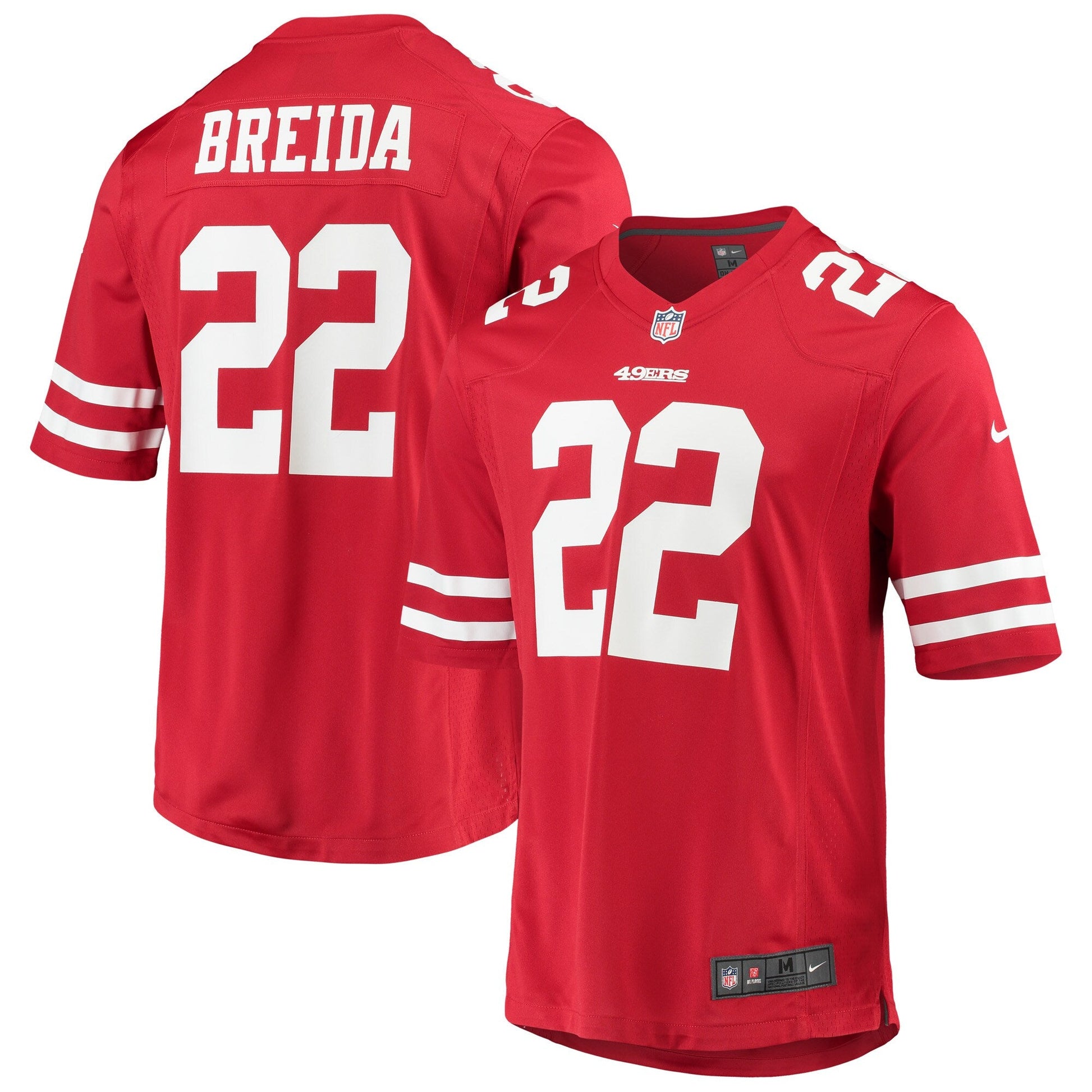 San Francisco 49ers Matt Breida Scarlet NFL jersey front view