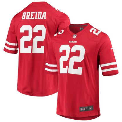 San Francisco 49ers Matt Breida Scarlet NFL jersey front view