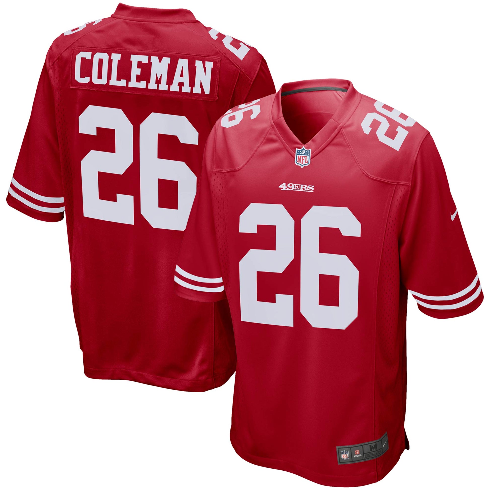 San Francisco 49ers Tevin Coleman Scarlet NFL jersey front view