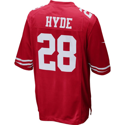 San Francisco 49ers S Carlos Hyde Scarlet NFL jersey front view