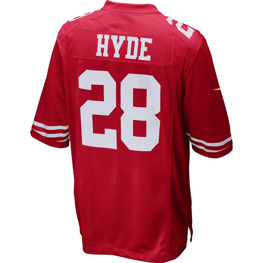 San Francisco 49ers S Carlos Hyde Scarlet NFL jersey front view