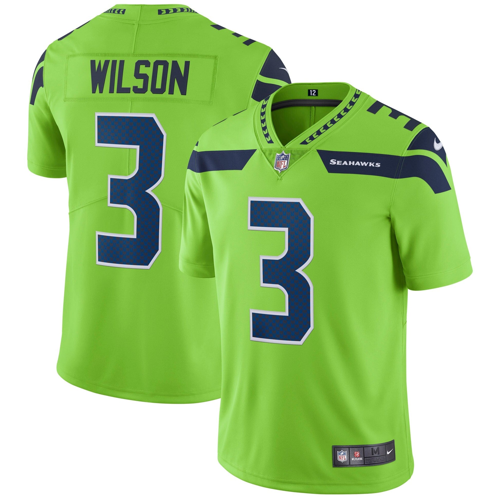Seattle Seahawks Russell Wilson Neon NFL jersey front view