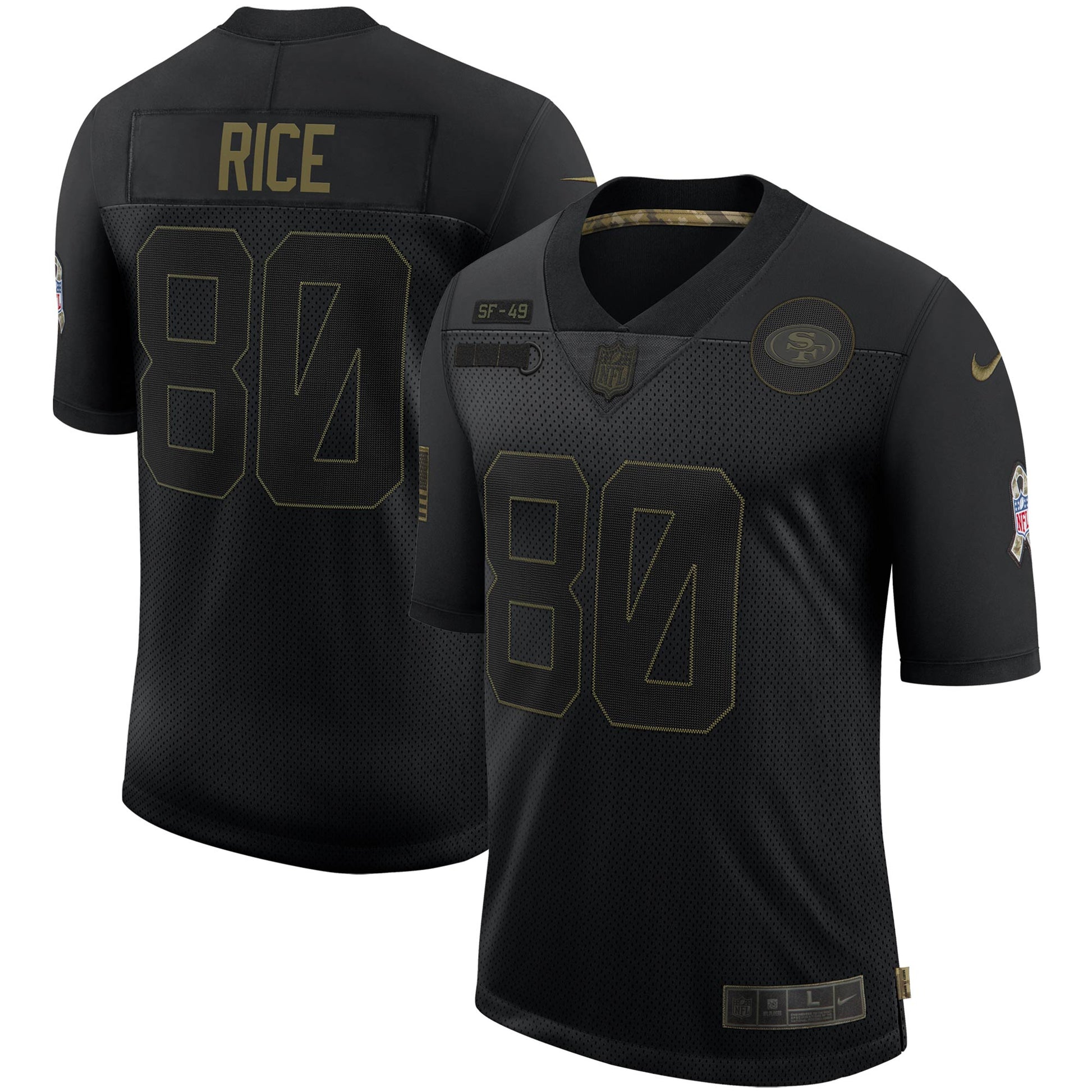 San Francisco 49ers Jerry Rice Salute To Service NFL jersey front view