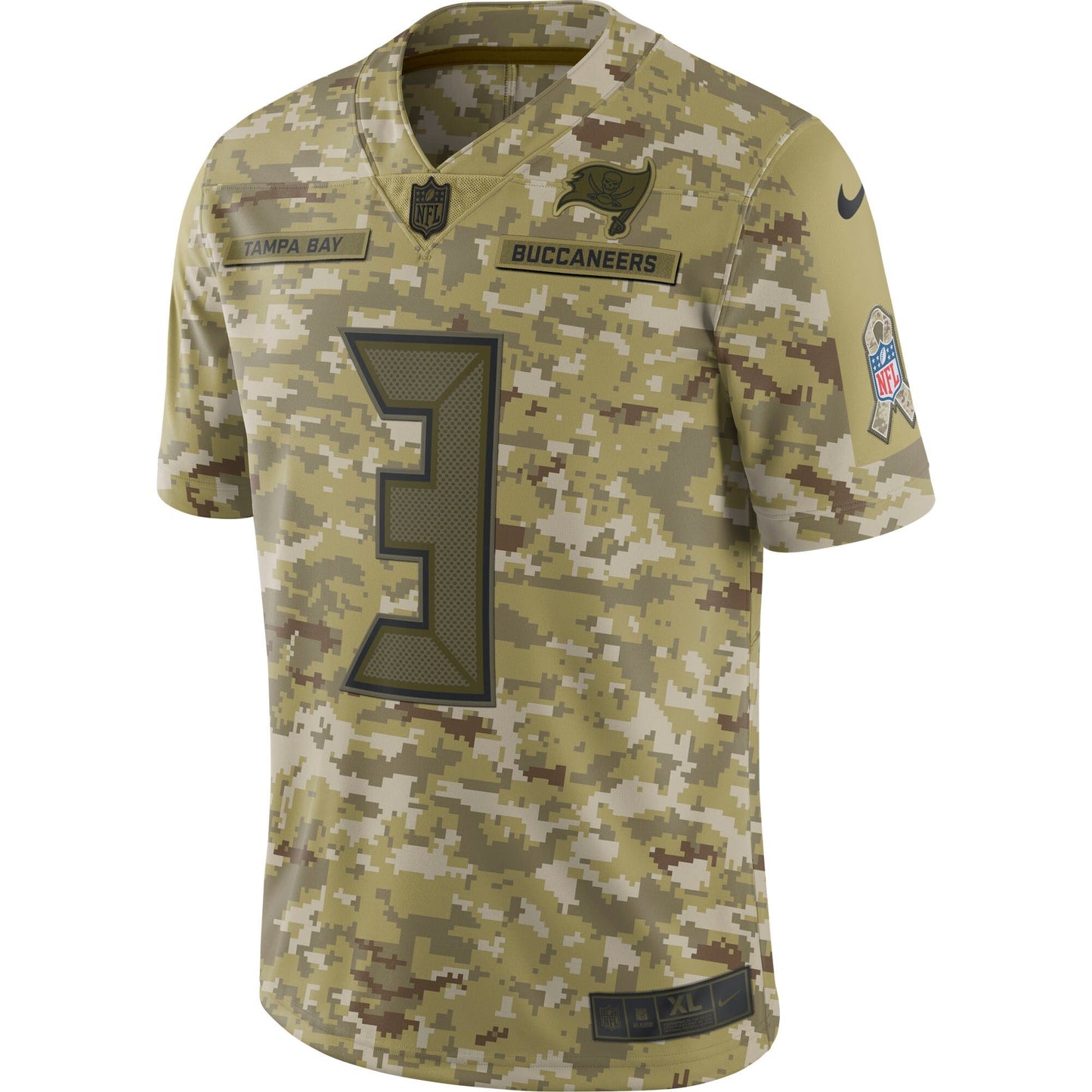Tampa Bay Buccaneers Jameis Winston Camo Salute To NFL jersey front view