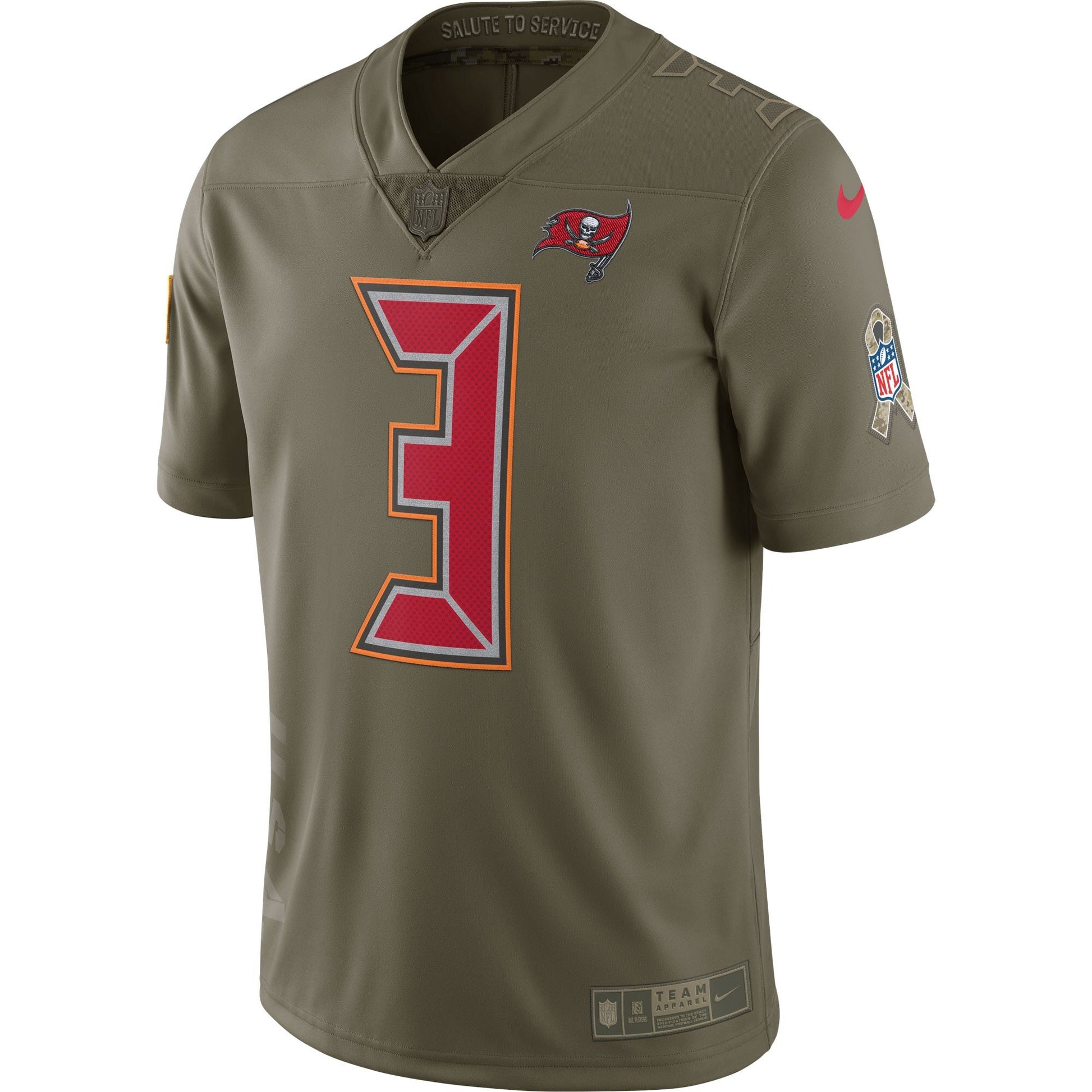 Tampa Bay Buccaneers Jameis Winston Salute To Service NFL jersey front view