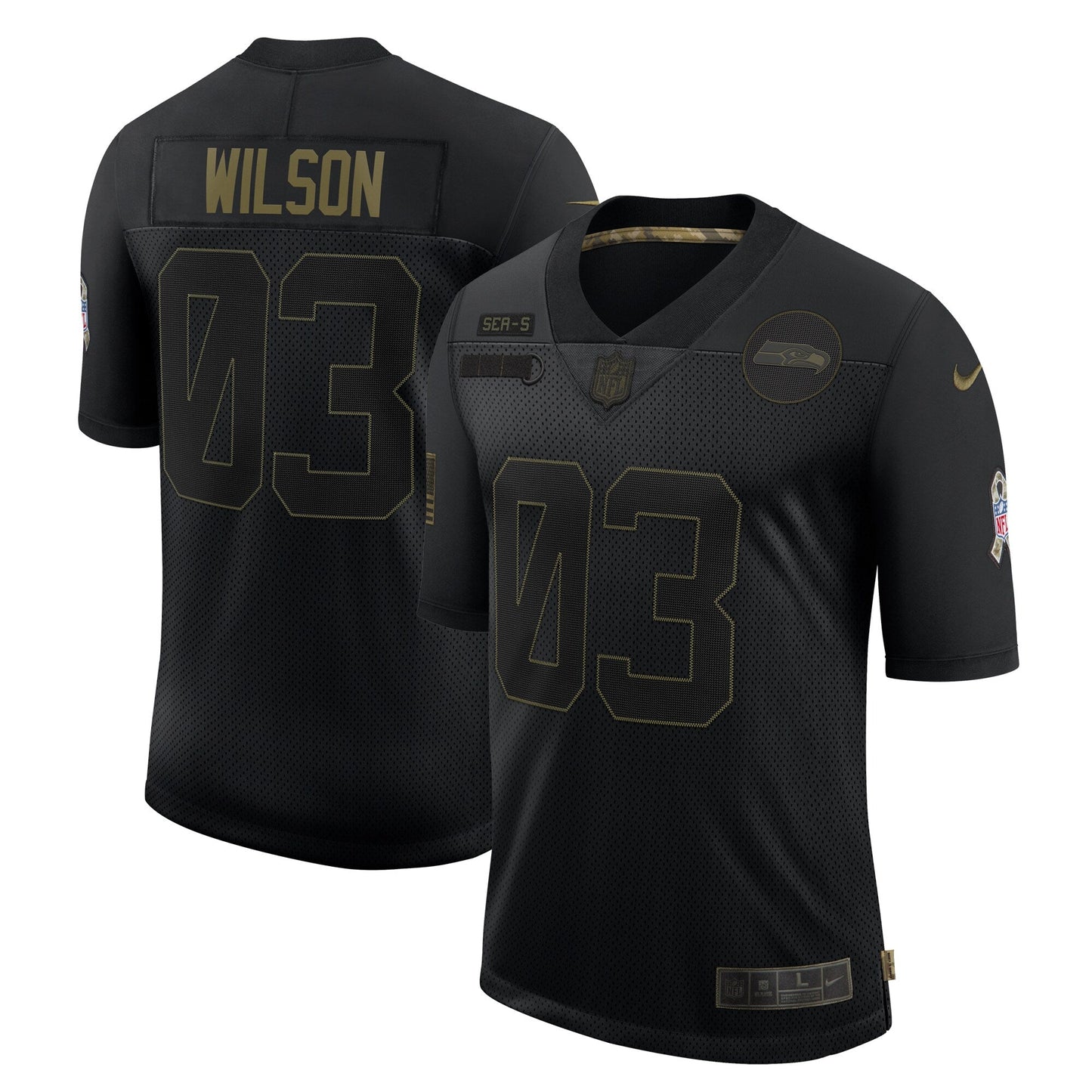 Seattle Seahawks Russell Wilson Salute To Service NFL jersey front view