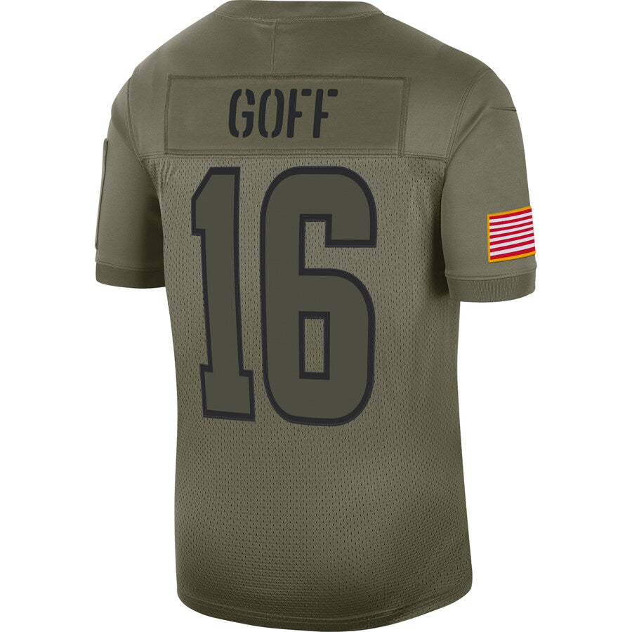 Los Angeles Rams Jared Goff Salute To Service NFL jersey front view