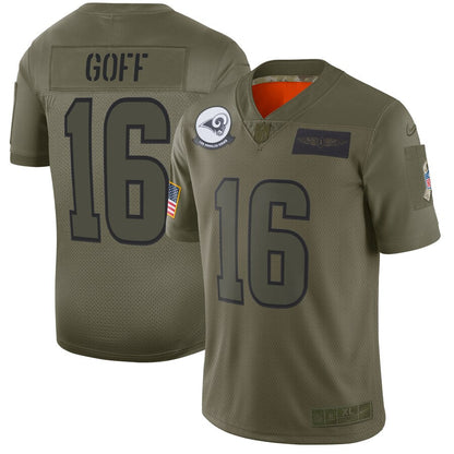 Los Angeles Rams Jared Goff Salute To Service NFL jersey front view