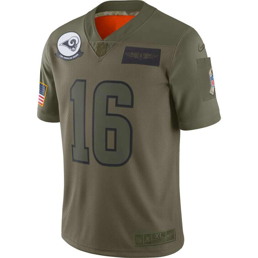 Los Angeles Rams Jared Goff Salute To Service NFL jersey front view
