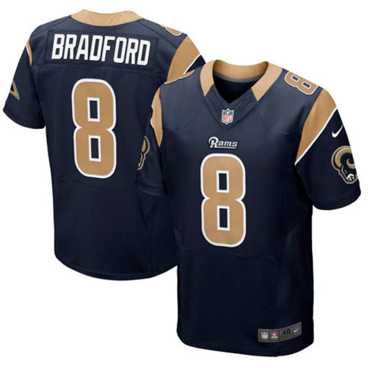 S St Louis Rams Sam Bradford Navy Blue Elite Jersey 2451 jersey front view