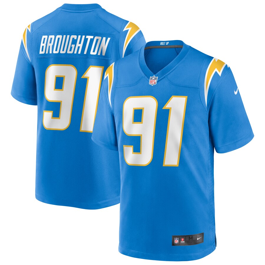 Los Angeles Chargers Cortez Broughton NFL jersey front view