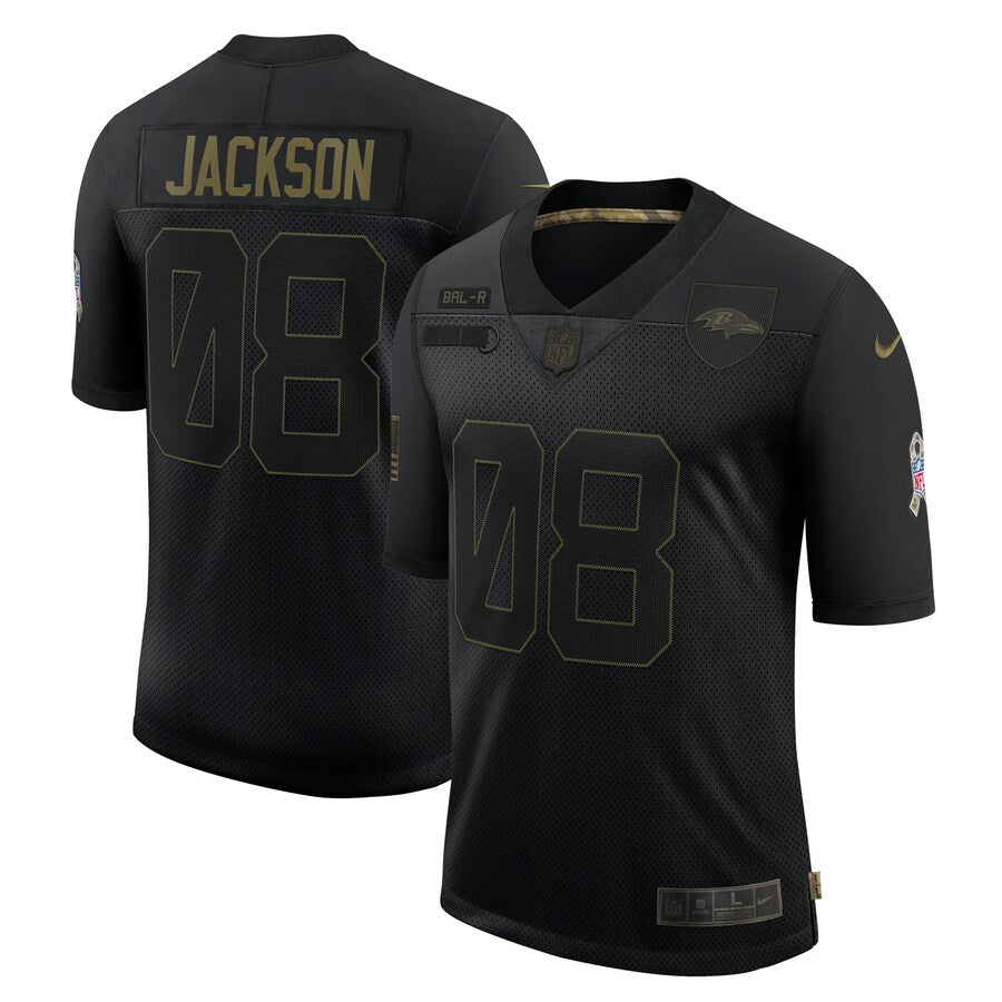 Baltimore Ravens Lamar Jackson Salute To Service NFL jersey front view