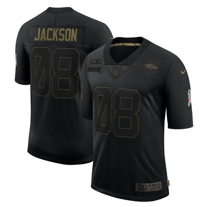 Baltimore Ravens Lamar Jackson Salute To Service NFL jersey front view