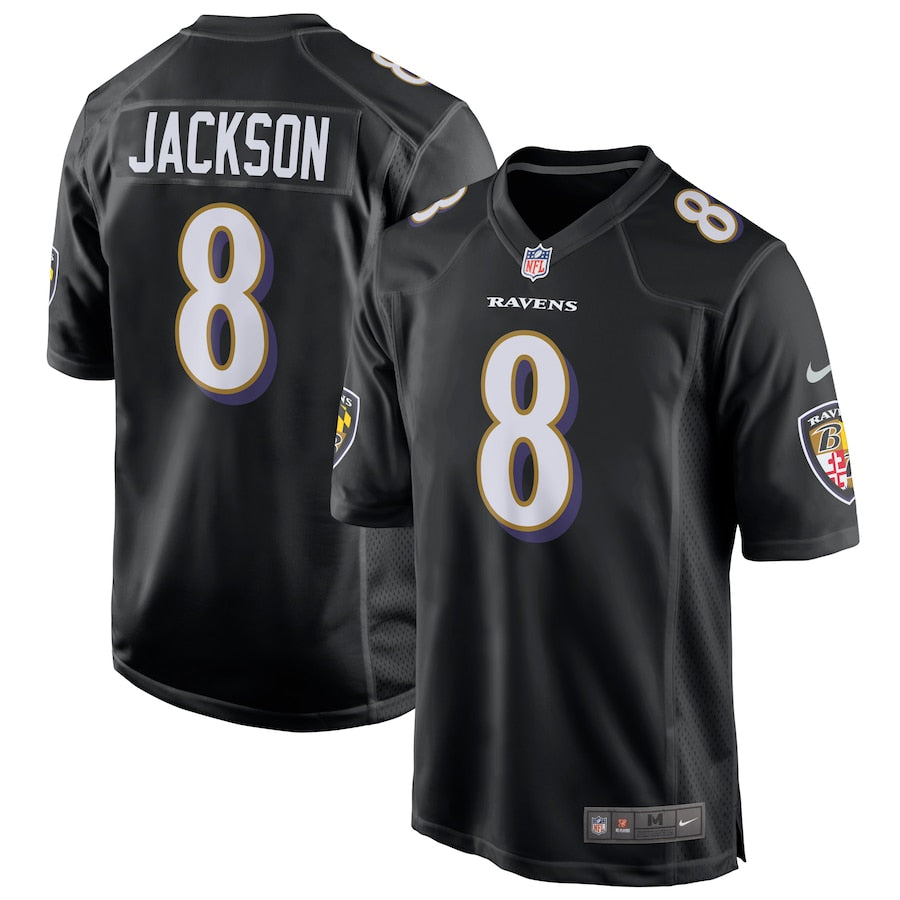 Baltimore Ravens Lamar Jackson Event NFL jersey front view