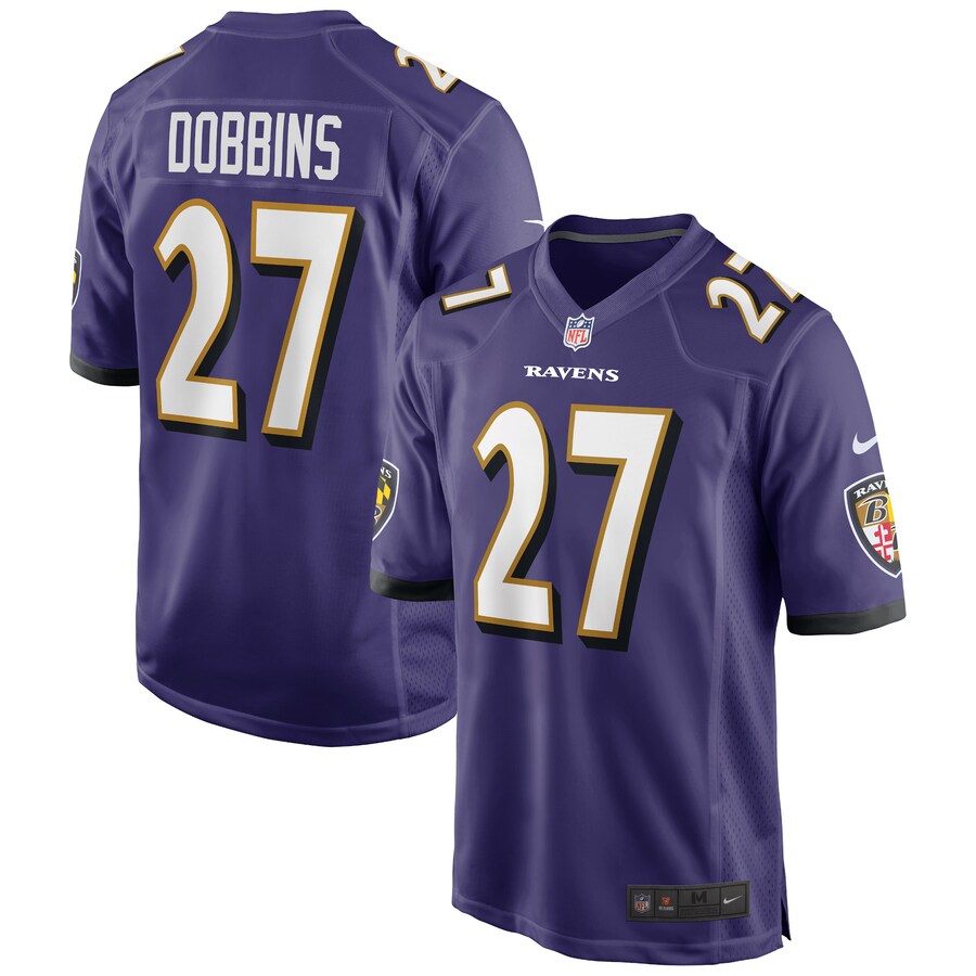 Baltimore Ravens Jk Dobbins Draft Pick NFL jersey front view