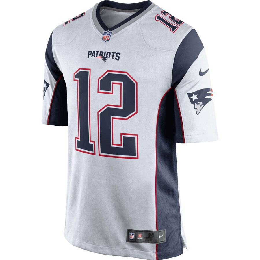 New England Patriots Tom Brady Whitenavy NFL jersey front view