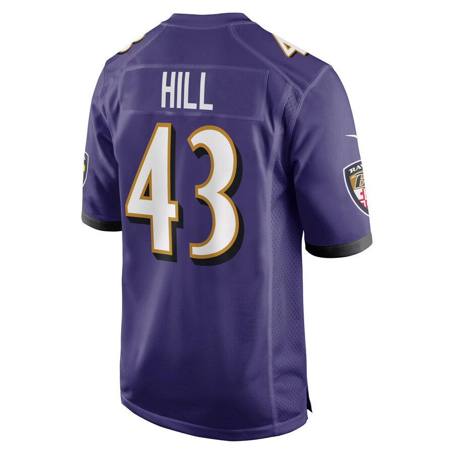 Baltimore Ravens Justice Hill NFL jersey front view