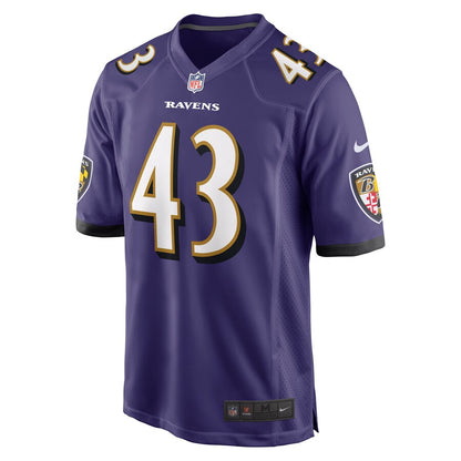 Baltimore Ravens Justice Hill NFL jersey front view